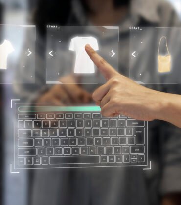 Digital wardrobe on a transparent screen