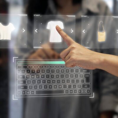 Digital wardrobe on a transparent screen