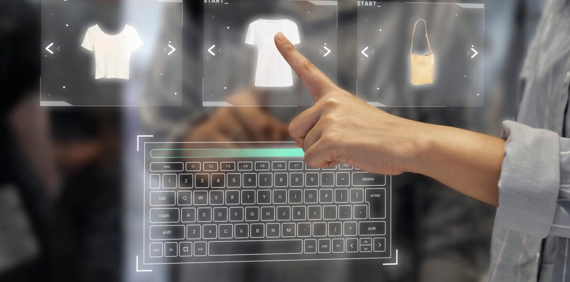 Digital wardrobe on a transparent screen